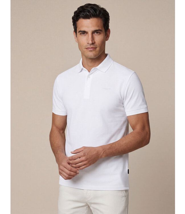 Cavallaro 116261003 heren polo bavegio wit white katoen stretch