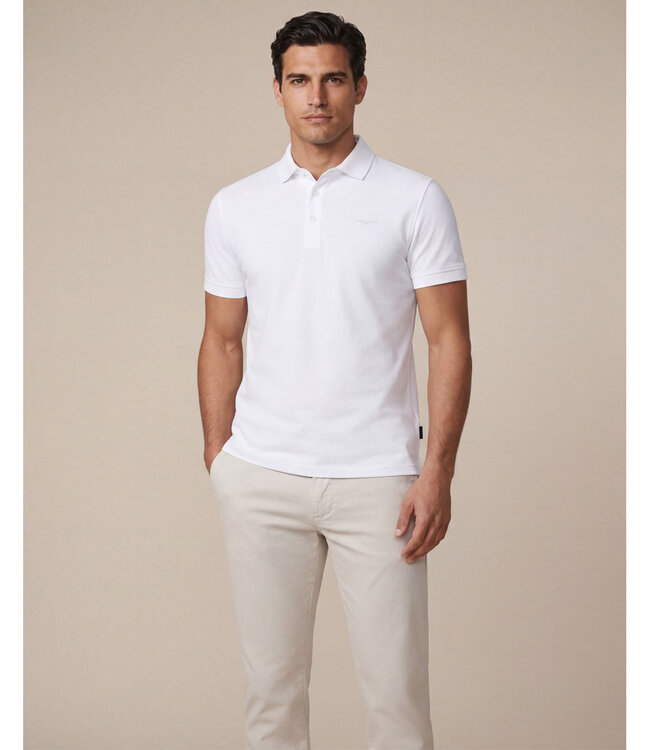 Cavallaro 116261003 heren polo bavegio wit white katoen stretch