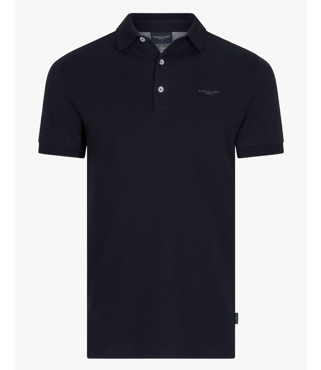 Cavallaro 116261003 heren polo donkerblauw dark blue katoen stretch Bavegio