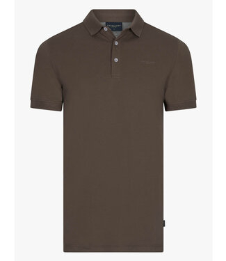 Cavallaro heren polo donkerbruin dark taupe katoen stretch Bavegio