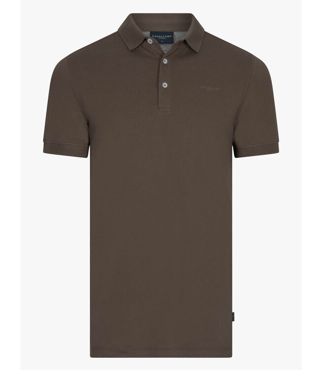 Cavallaro 116261003 heren polo donkerbruin dark taupe katoen stretch Bavegio