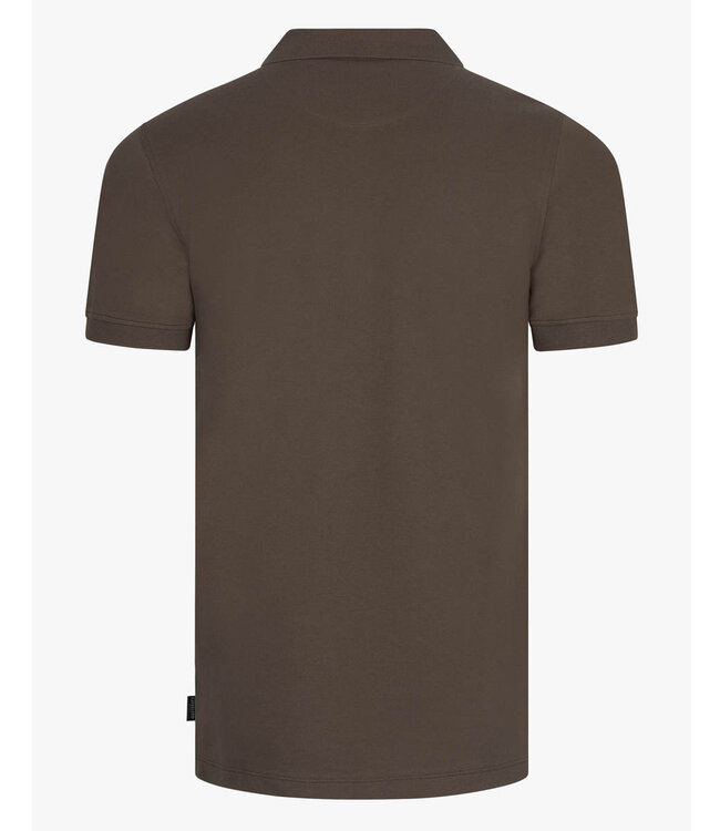Cavallaro 116261003 heren polo donkerbruin dark taupe katoen stretch Bavegio