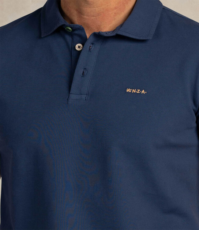 New Zealand Auckland 2026 actie polo navy blue donkerblauw met gekleurde knopen