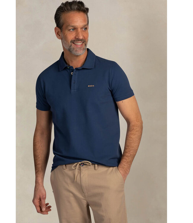 New Zealand Auckland 2026 actie polo navy blue donkerblauw met gekleurde knopen