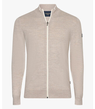 Cavallaro fontanio cardigan light taupe melange heren vest ecru details