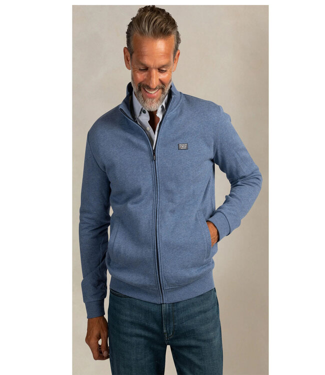 New Zealand Auckland  26HN312 2646 sweat vest capri blue melange met rits en zakken