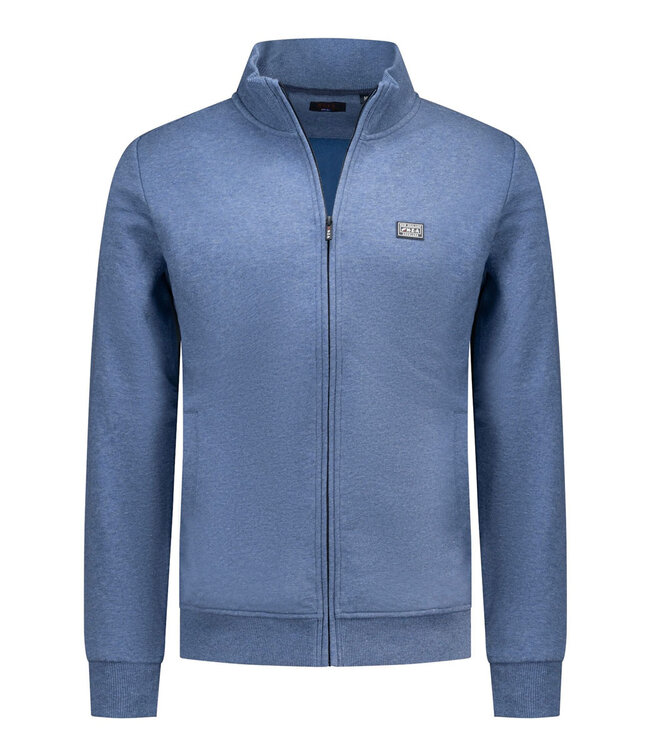 New Zealand Auckland  26HN312 2646 sweat vest capri blue melange met rits en zakken