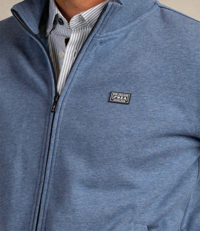 New Zealand Auckland  26HN312 2646 sweat vest capri blue melange met rits en zakken