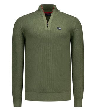 New Zealand Auckland groen heren pullover half zip trui met structuur scouting green melange