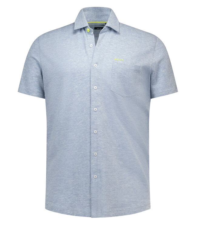 New Zealand Auckland 26DN593S-2628 tropical blue melange korte mouw actie overhemd
