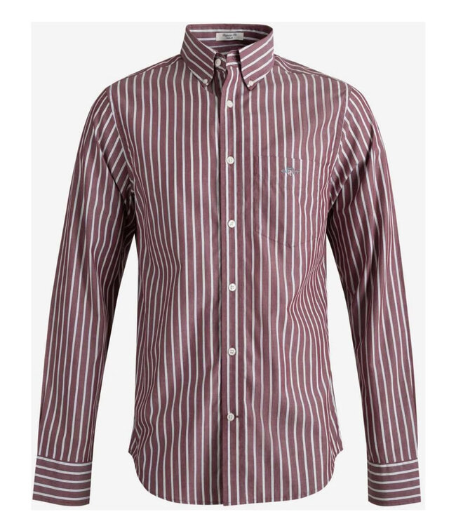 Gant 3262031-676 heren overhemd bordeaux rood-wit streepje