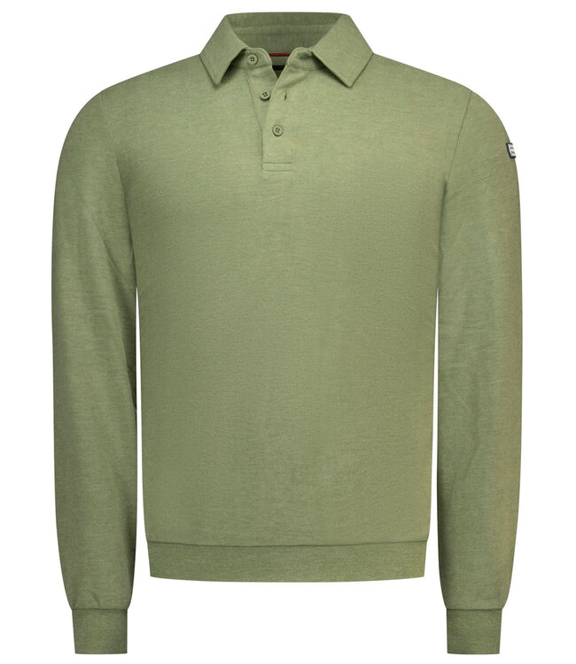 New Zealand Auckland 26GN202 1783 scouting green melange polo lange mouw olijfgroen
