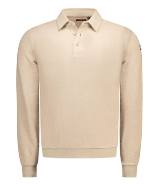New Zealand Auckland tan sand melange polo lange mouw beige