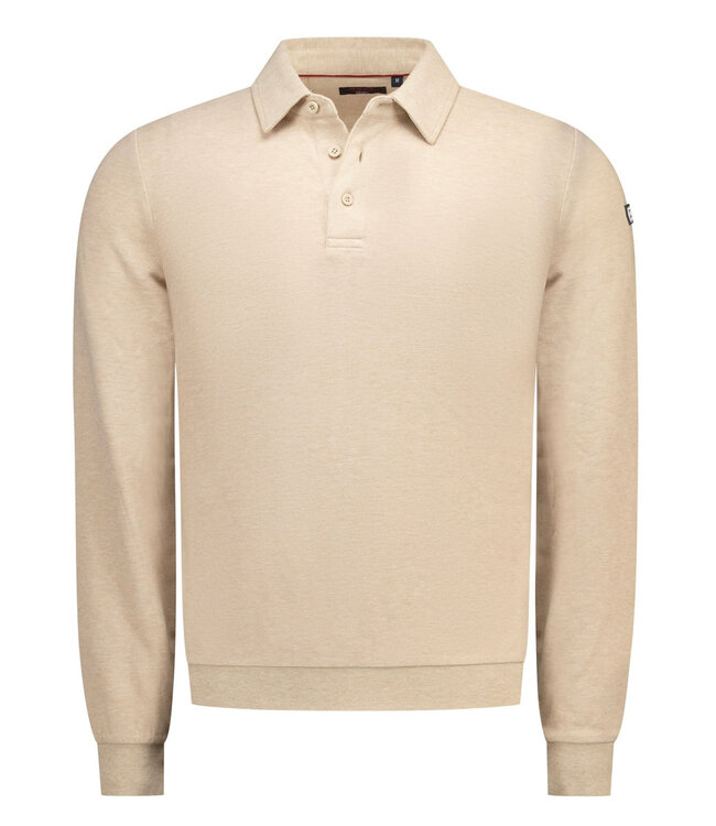 New Zealand Auckland 26GN202 1158 tan sand melange polo lange mouw beige