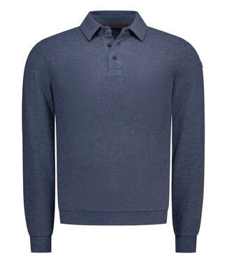 New Zealand Auckland oxford navy melange polo lange mouw donkerblauw