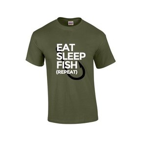 Essen, schlafen, fischen, wiederholen - T-Shirt