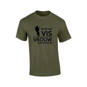 Fisch an der Leine T-Shirt - Army Green