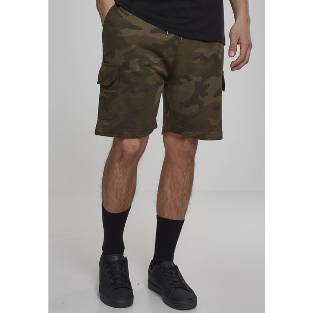 Shorts cargo de felpa de camuflaje