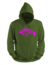 Kledingmaat : S, Kleur Hoodie : Groen, Kleur Opdruk: Roze