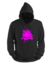 Kledingmaat : S, Kleur Hoodie : Zwart, Kleur Opdruk: Roze