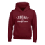 Kledingmaat: L, Kleur Hoodie: Bordeaux Rood, Kleur Opdruk: Wit
