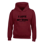 Kledingmaat: S, Kleur Hoodie: Bordeaux Rood, Kleur Opdruk: Zwart