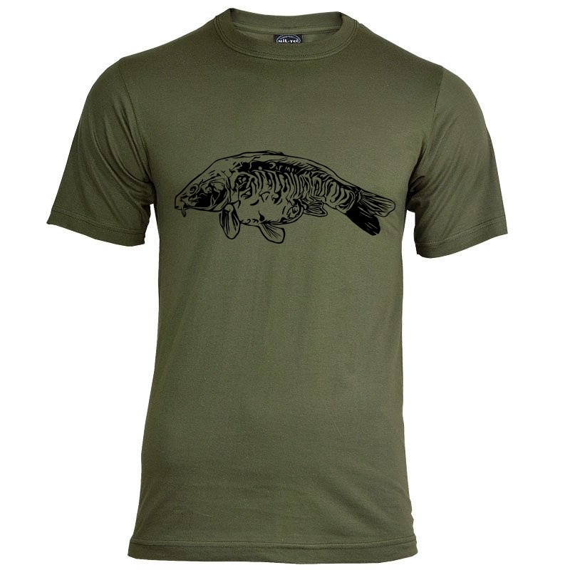 T-Shirt Fully Scaled | Olive green carp shirts with print
