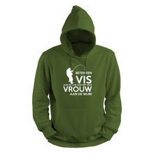 Felpa con cappuccio Verde - Meglio un pesce su una linea Bianco