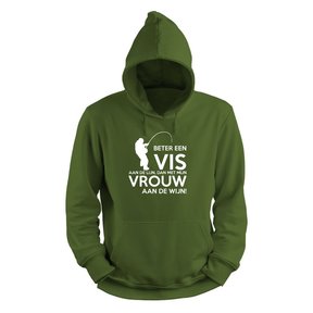 Felpa con cappuccio Verde - Meglio un pesce su una linea Bianco