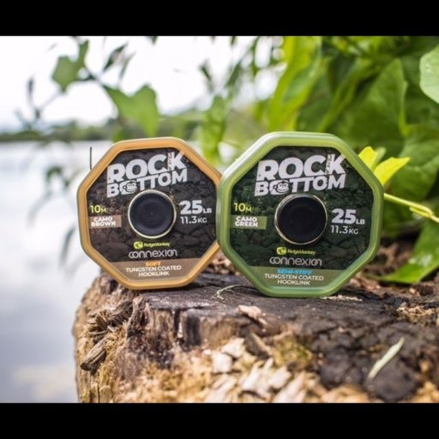 Ridgemonkey Connexion Rock Bottom Tungsten Semi Stiff Coated Hooklink Camo Green 25lb