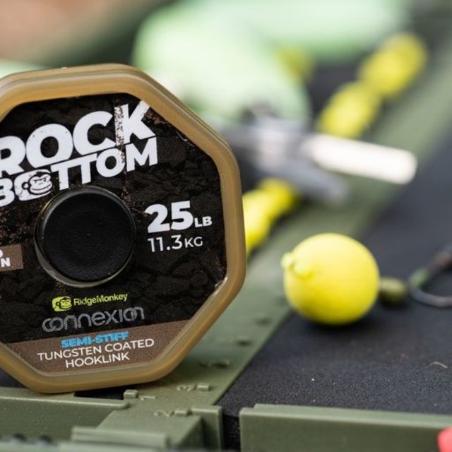 Ridgemonkey Connexion Rock Bottom Tungsten Semi Stiff Coated Hooklink Camo Green 25lb
