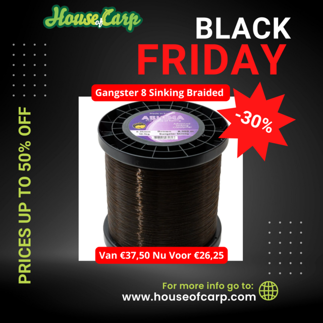Ashima Gangster 8 hundimiento trenzado | Línea de carpa trenzada que se hunde - 25 lbs