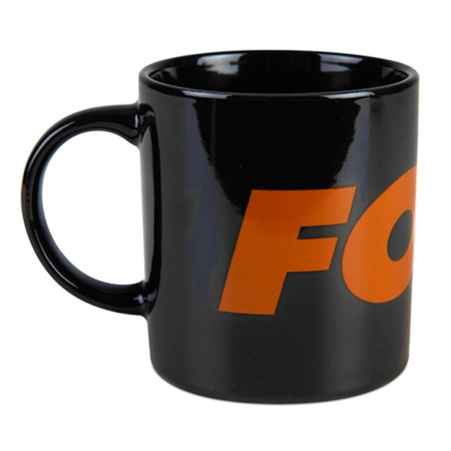 Keramiktasse mit Fuchs in Schwarz und Orange