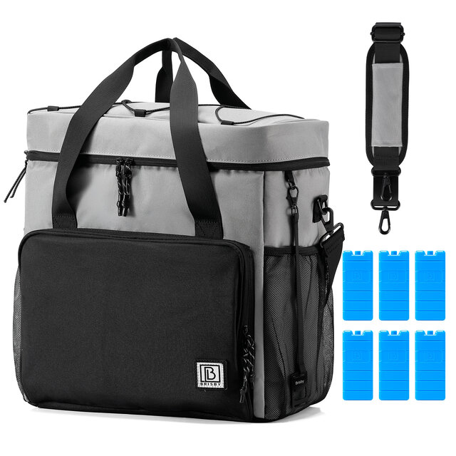 Bolsa térmica Brisby de 40 litros, color negro y gris con naranja