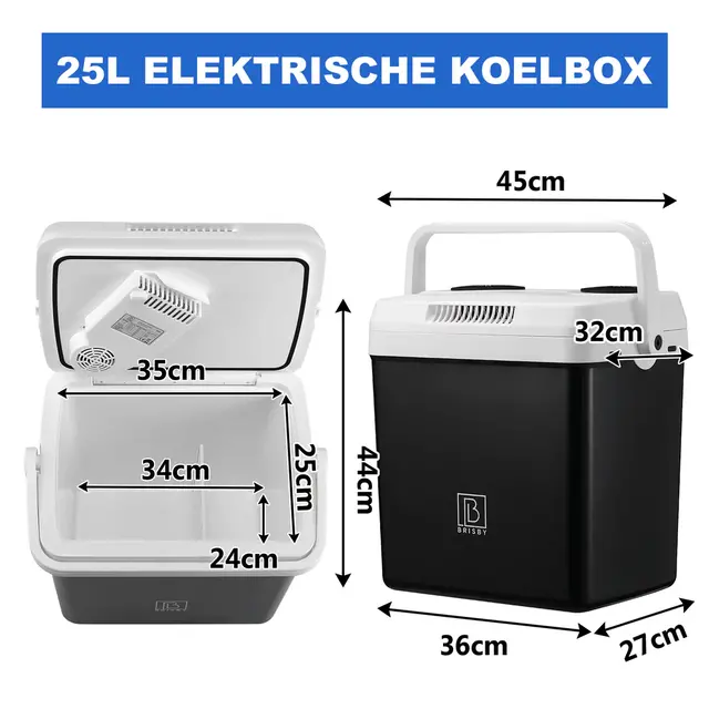 Brisby elektrisk køleboks 25 liter sort