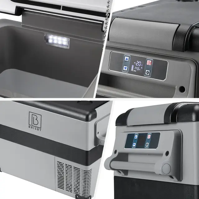 Nevera portátil Brisby Compressor de 40,5 litros y 8 litros, color negro, SET