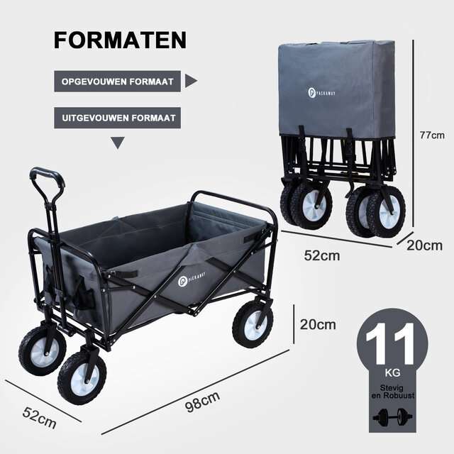 Sammenklappelig trillebør grå 70 kg