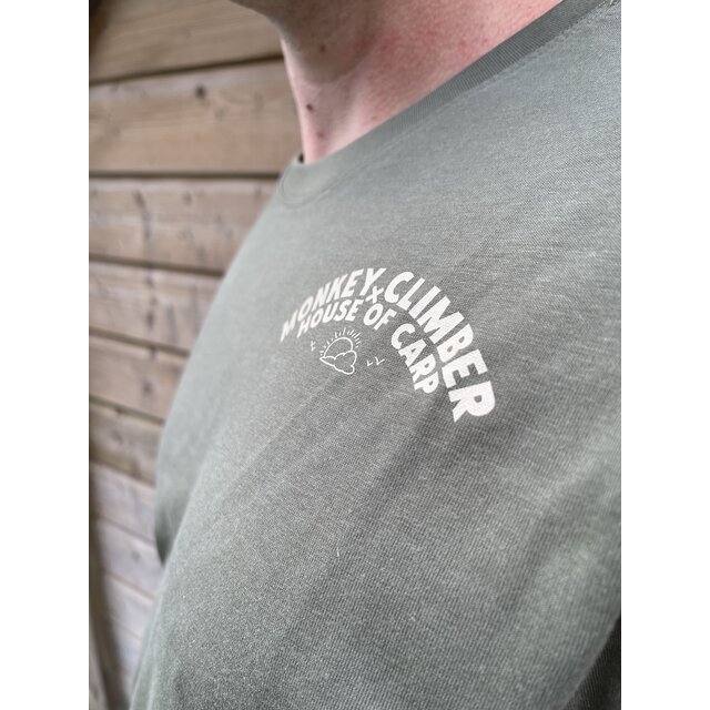 Camiseta Monkey Climber x House of Carp 15 años Verde Oliva