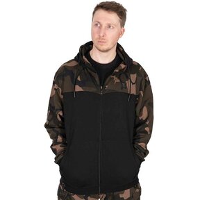 Sudadera ligera con capucha y cremallera dividida Fox en negro y camuflaje
