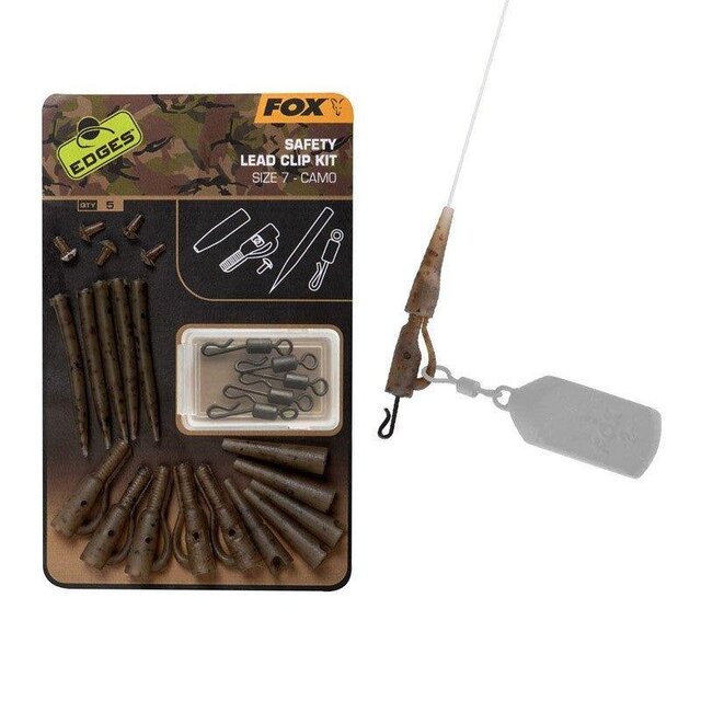 Fox Edges Camo Sikkerhedsline Clip Kit Størrelse 7