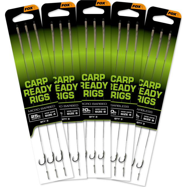FOX Carp Ready Rigs Weitmasche Größe 6 20lb 3 Stück