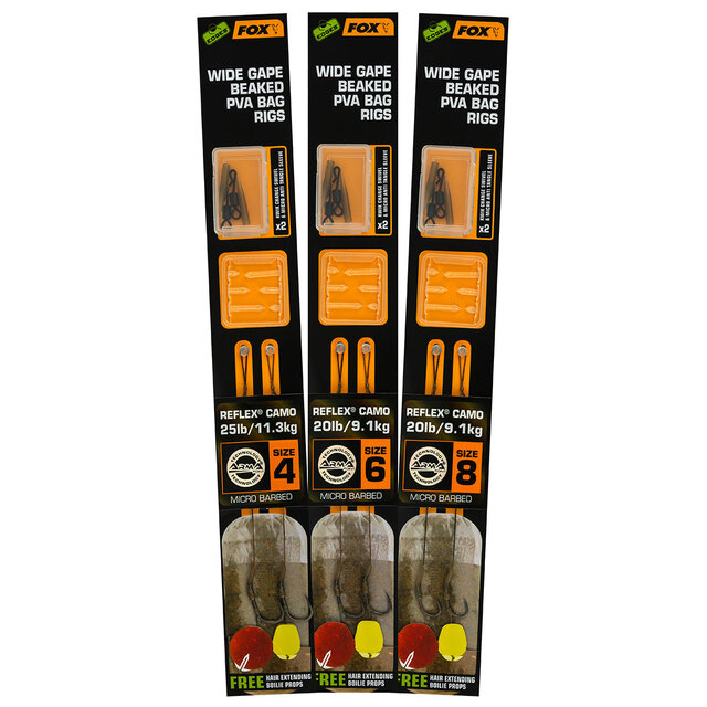 FOX Edges Wide Gape Beaked PVA Ready Rigs 25lb Størrelse 4