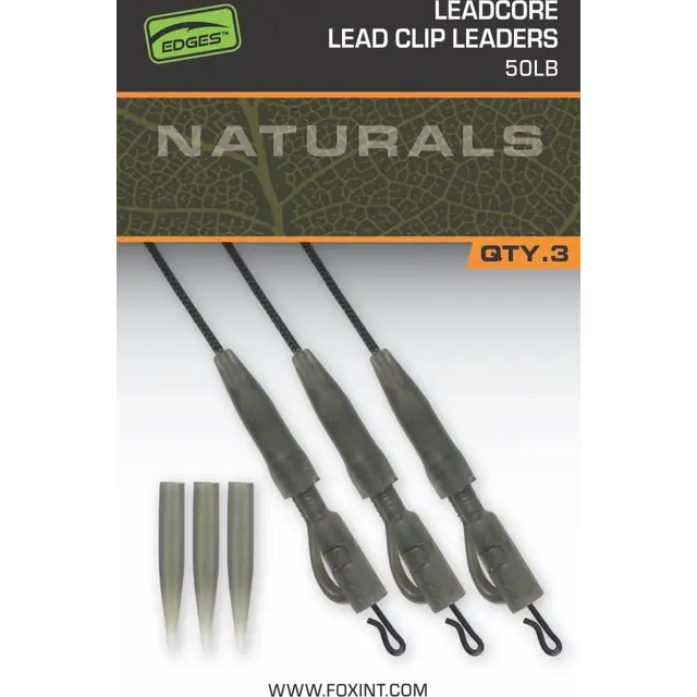 FOX Naturals Leadcore PG Lead Clip Leaders 50lb x 3