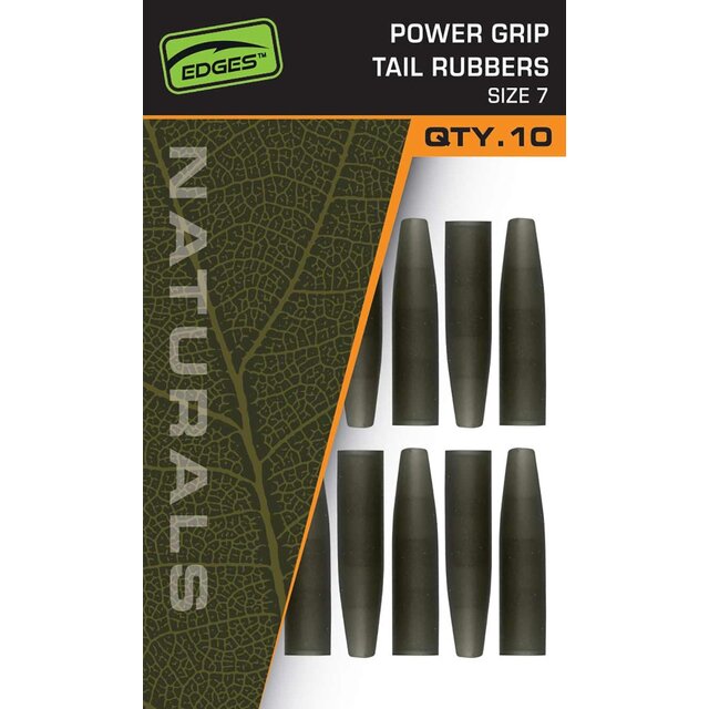 Gomas de cola FOX Edges Naturals Power Grip Naked Line, tamaño 7, 10 unidades