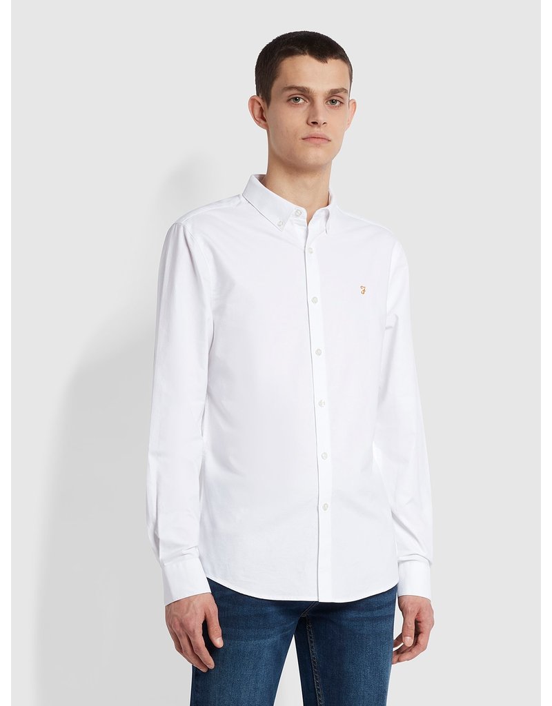 FARAH BREWER SLIM FIT LS OXFORD WHITE 