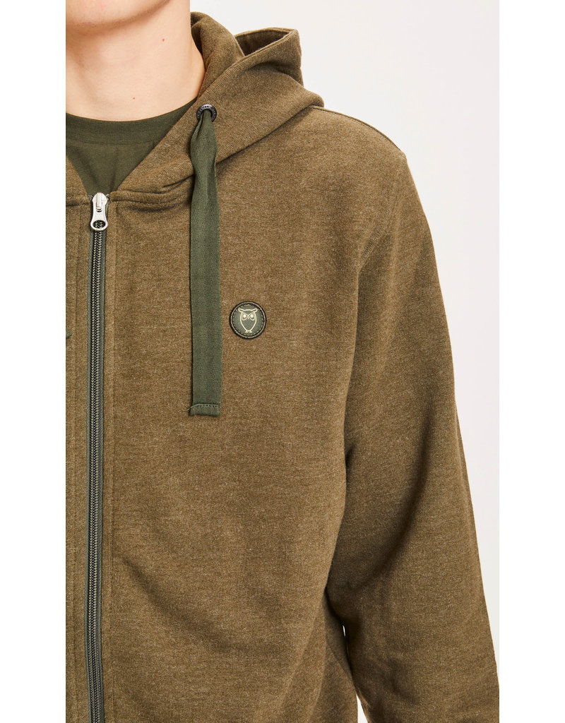 KNOWLEDGE COTTON APPARAL KNOWLEDGE COTTON ELM ZIP HOOD BASIC BADGE SWEAT