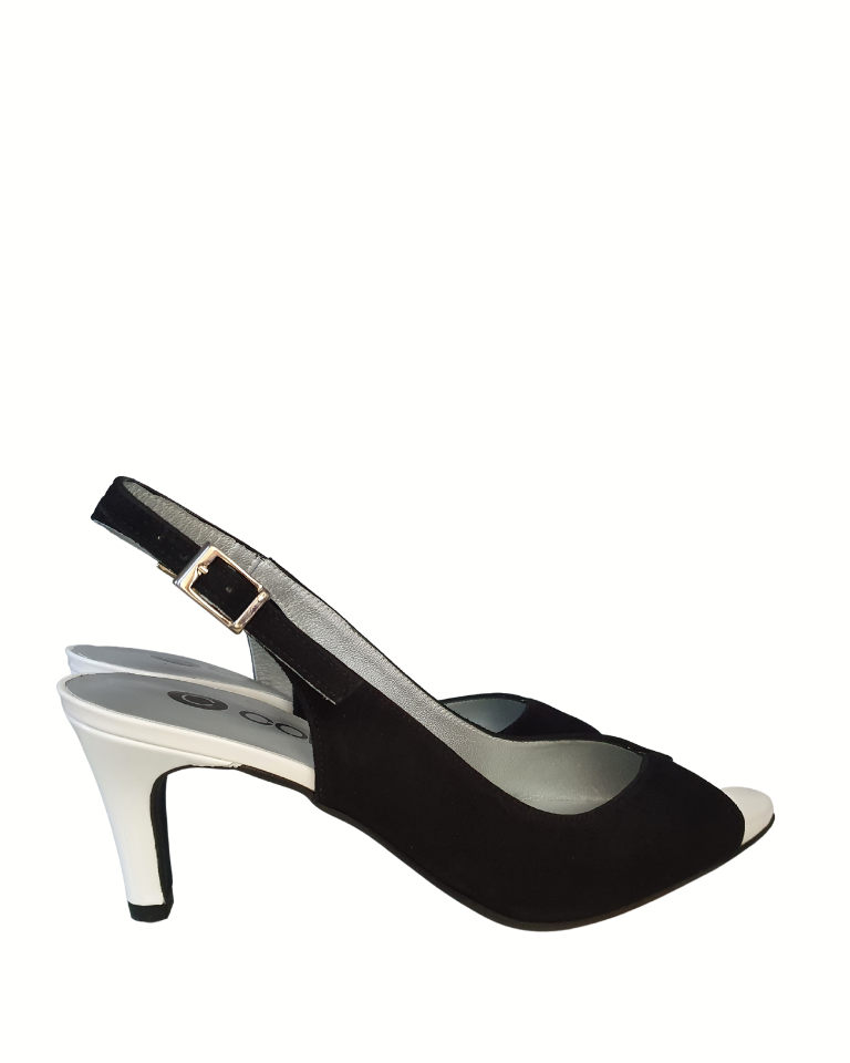 Mirano, Suede Slingback Pumps ZwartWit Colori Shoes & Accessories
