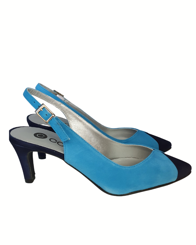 Mirano, Suede Slingback Pumps Zomers Blauw | Colori Shoes \u0026 Accessories