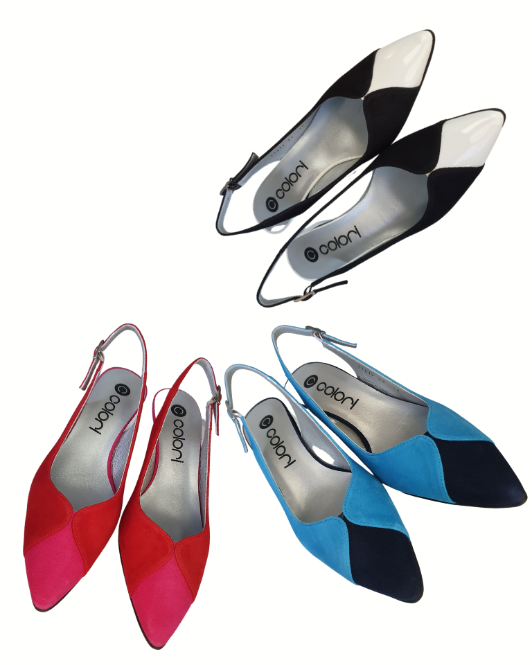 Mirano, Suede Slingback Pumps ZwartWit Colori Shoes & Accessories