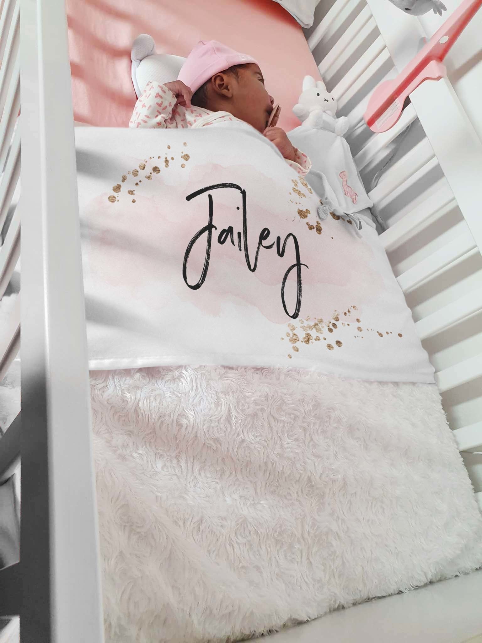 Babydeken met naam | wolk roze - Glitz4kids